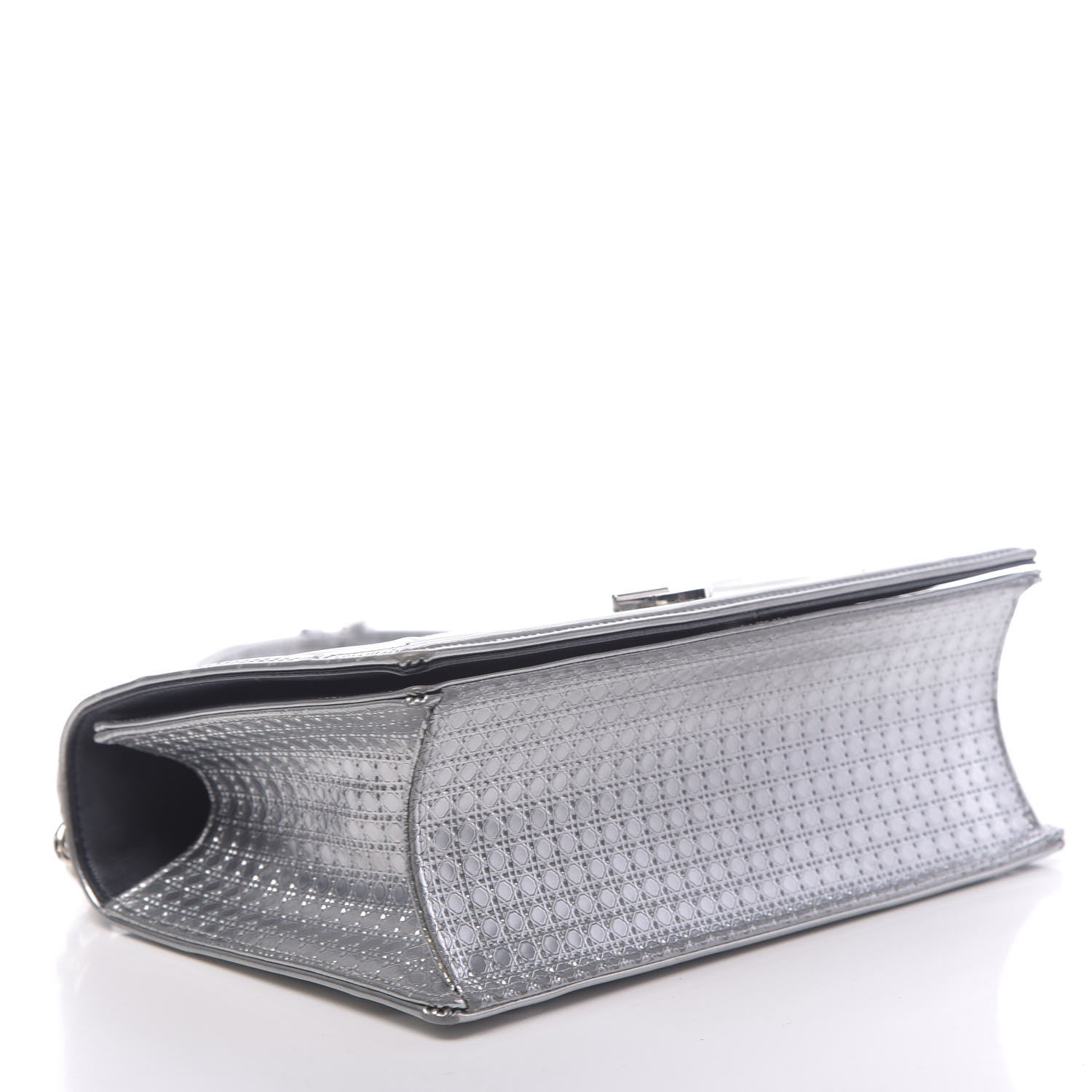 Christian Dior Metallic Patent Micro-Cannage Medium Diorama Flap Bag Silver 4 of 12