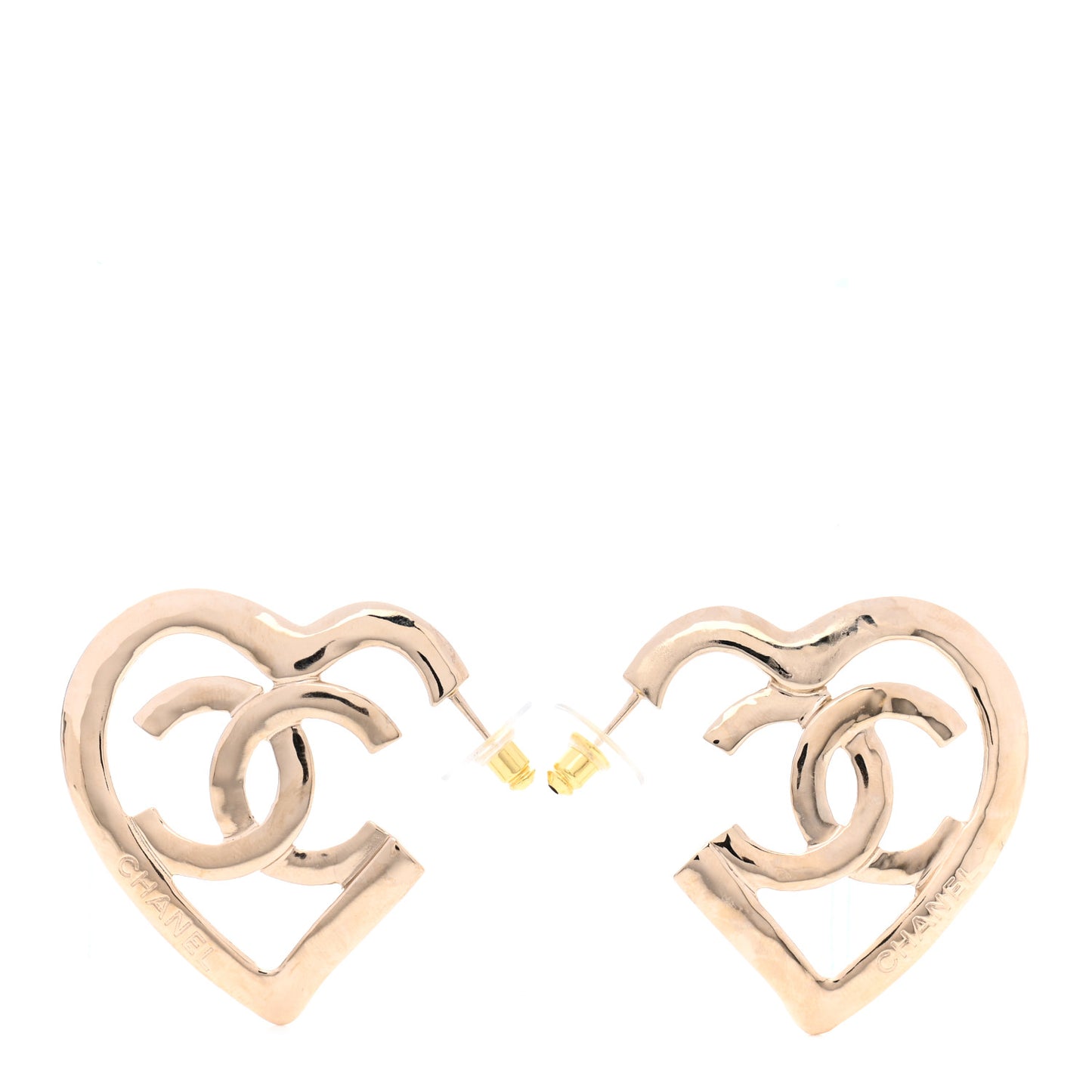 Metal CC Heart Coco In Love Hoop Earrings Gold