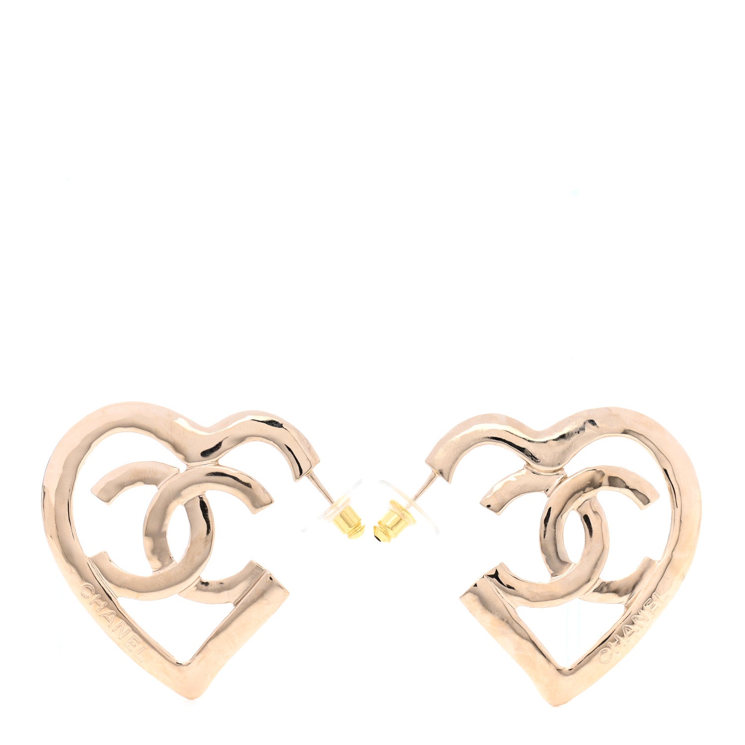 Chanel Metal CC Heart Coco In Love Hoop Earrings Gold 1 of 4