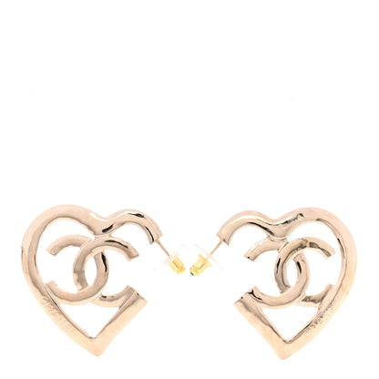 Chanel Metal CC Heart Coco In Love Hoop Earrings Gold 1 of 4