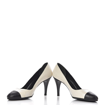 Chanel Lambskin Cap Toe Pumps 38 White Black 20 of 20