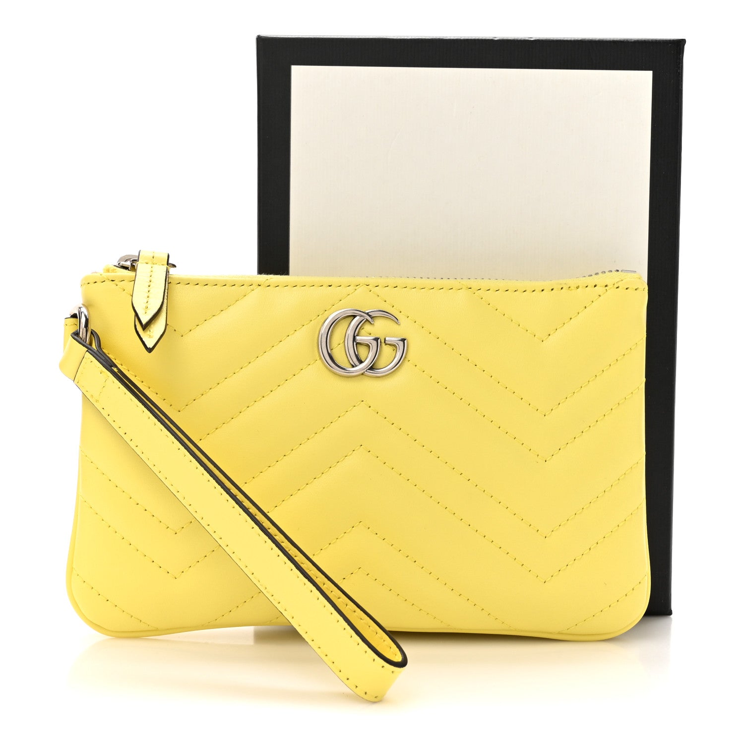 Gucci Calfskin Matelasse GG Marmont Wrist Wallet Banana 8 of 8