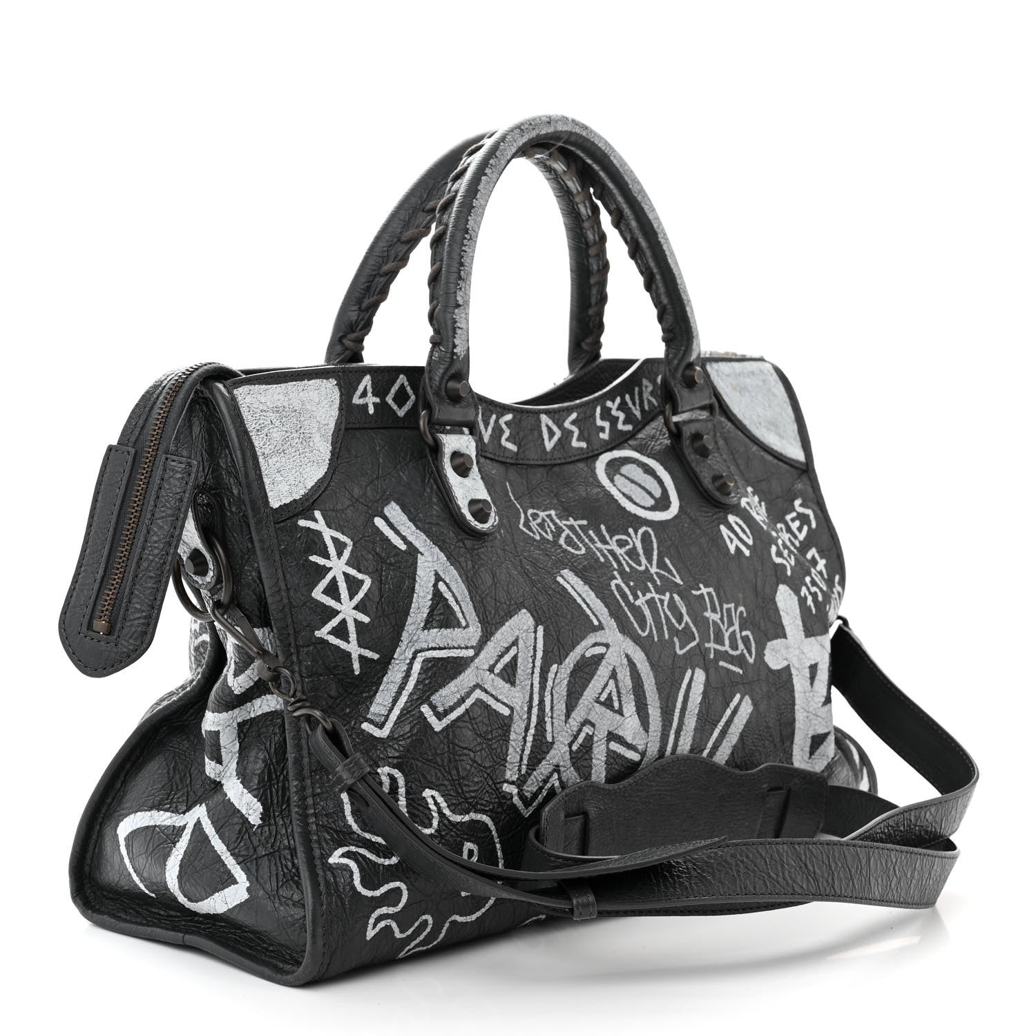 Balenciaga Agneau Arena Graffiti All Over Classic Hardware City Gris Fossile White 3 of 12