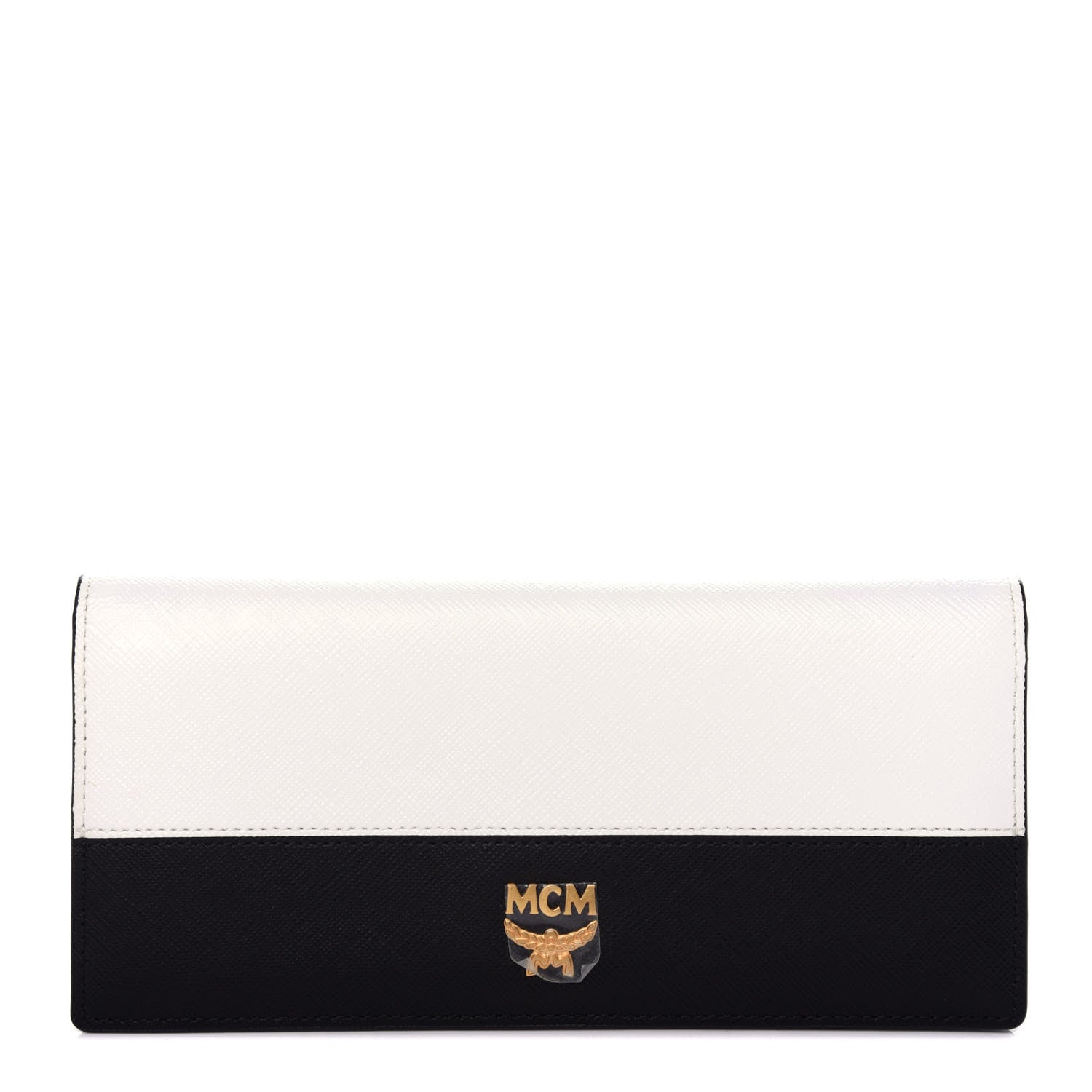 MCM Grained Calfskin Wallet Black White 1 of 6