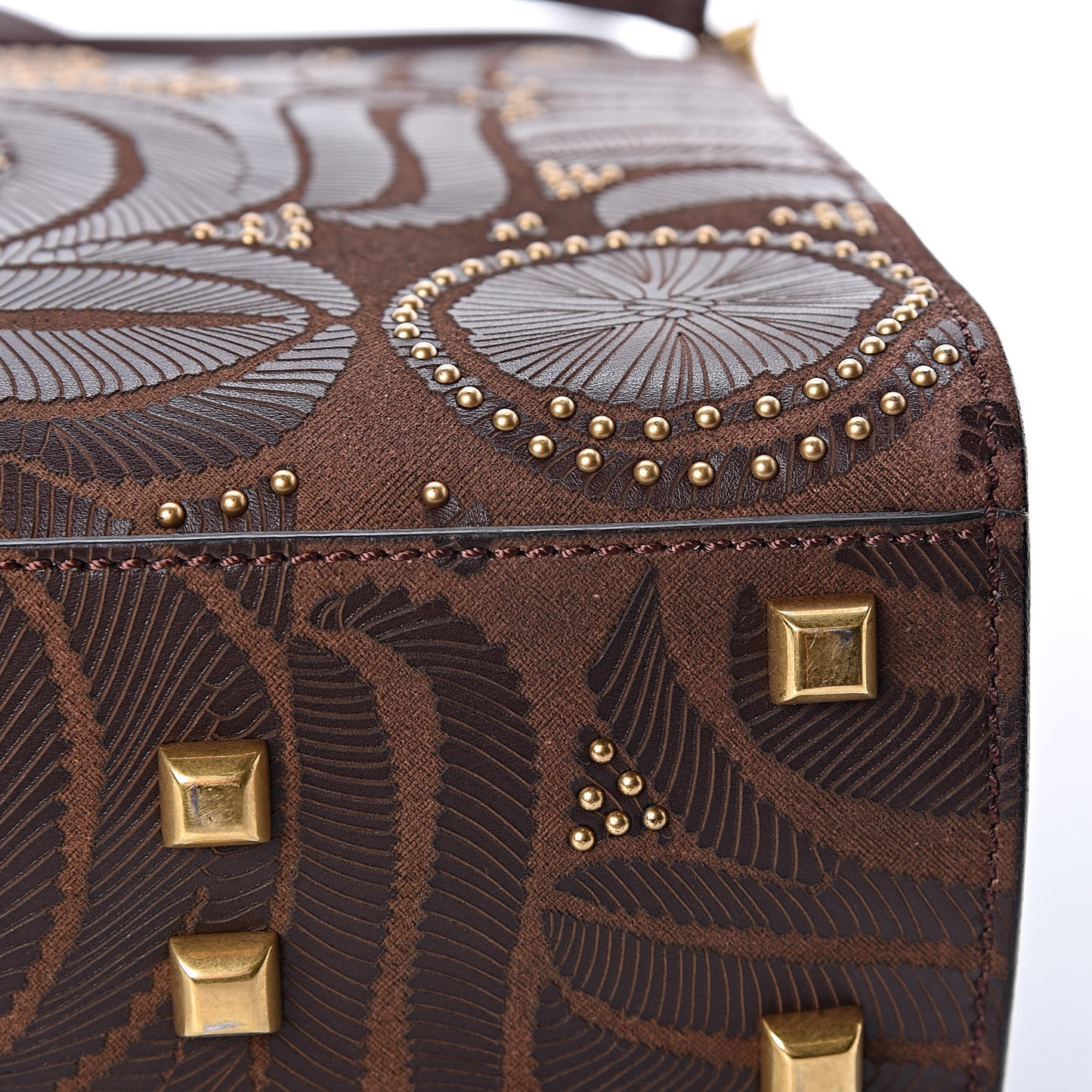 Calfskin Embossed Studded Medium My Rockstud Frame Bag Cacao