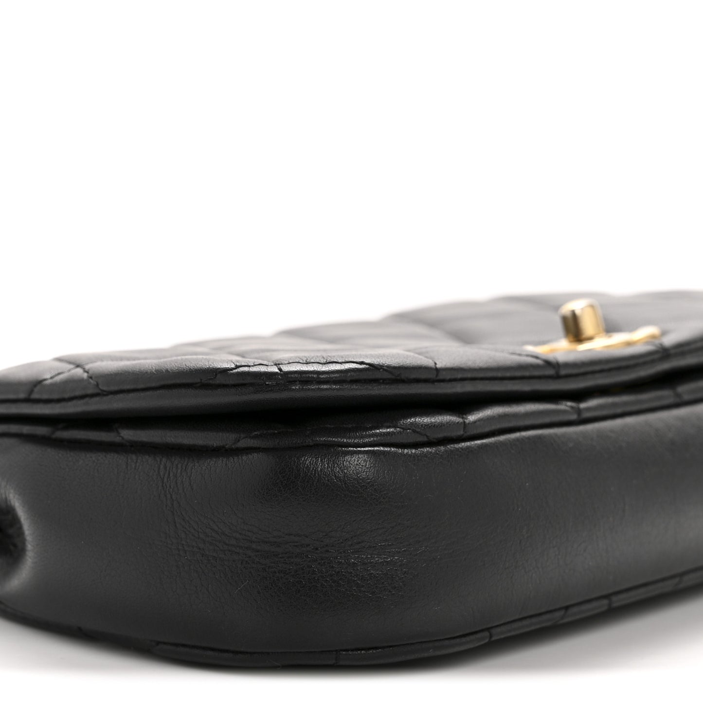 Calfskin Quilted Coco Mail Clutch With Chain Black