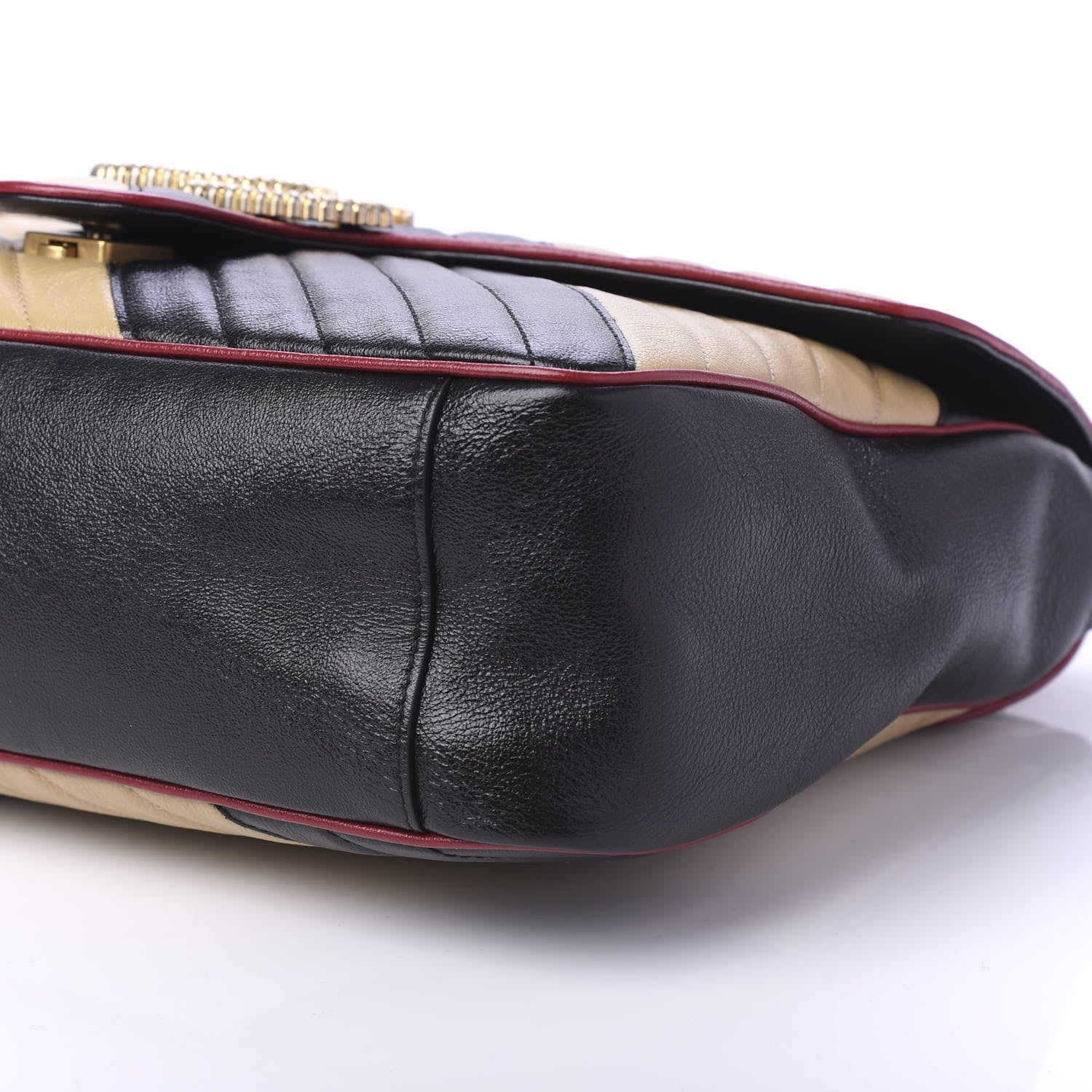 Gucci Azalea Calfskin Matelasse Diagonal Patchwork Large Torchon GG Marmont Shoulder Bag Black Beige Romantic Cerise 7 of 10