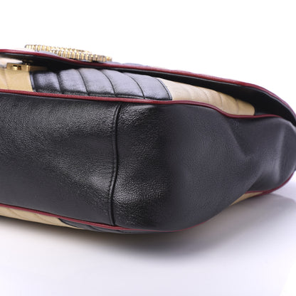 Gucci Azalea Calfskin Matelasse Diagonal Patchwork Large Torchon GG Marmont Shoulder Bag Black Beige Romantic Cerise 7 of 10