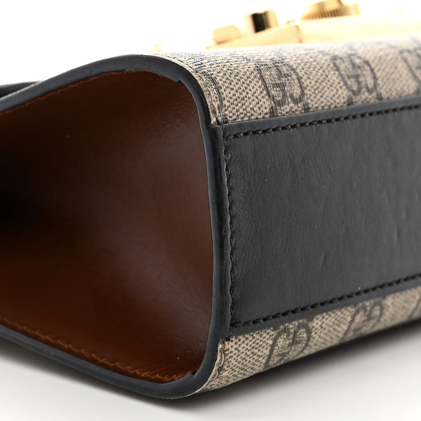 GG Supreme Monogram Calfskin Small Padlock Shoulder Bag Beige Black Cuir