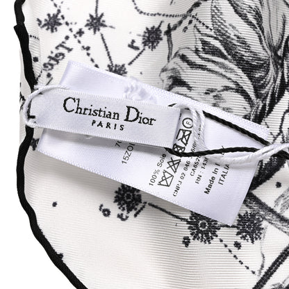 Christian Dior Silk Zodiac Print Square Scarf 55 Black White 3 of 3