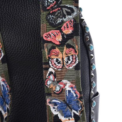 Valentino Garavani VALENTIN Pebbled Calfskin Medium Rockstud Rolling Backpack Black 7 of 7