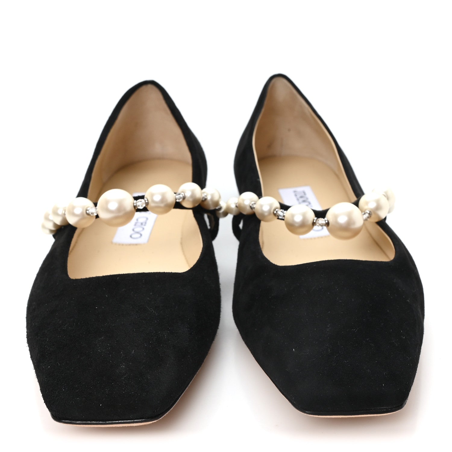 Jimmy Choo Suede Pearl Embellished Ade Flat 36.5 Black 3 of 9