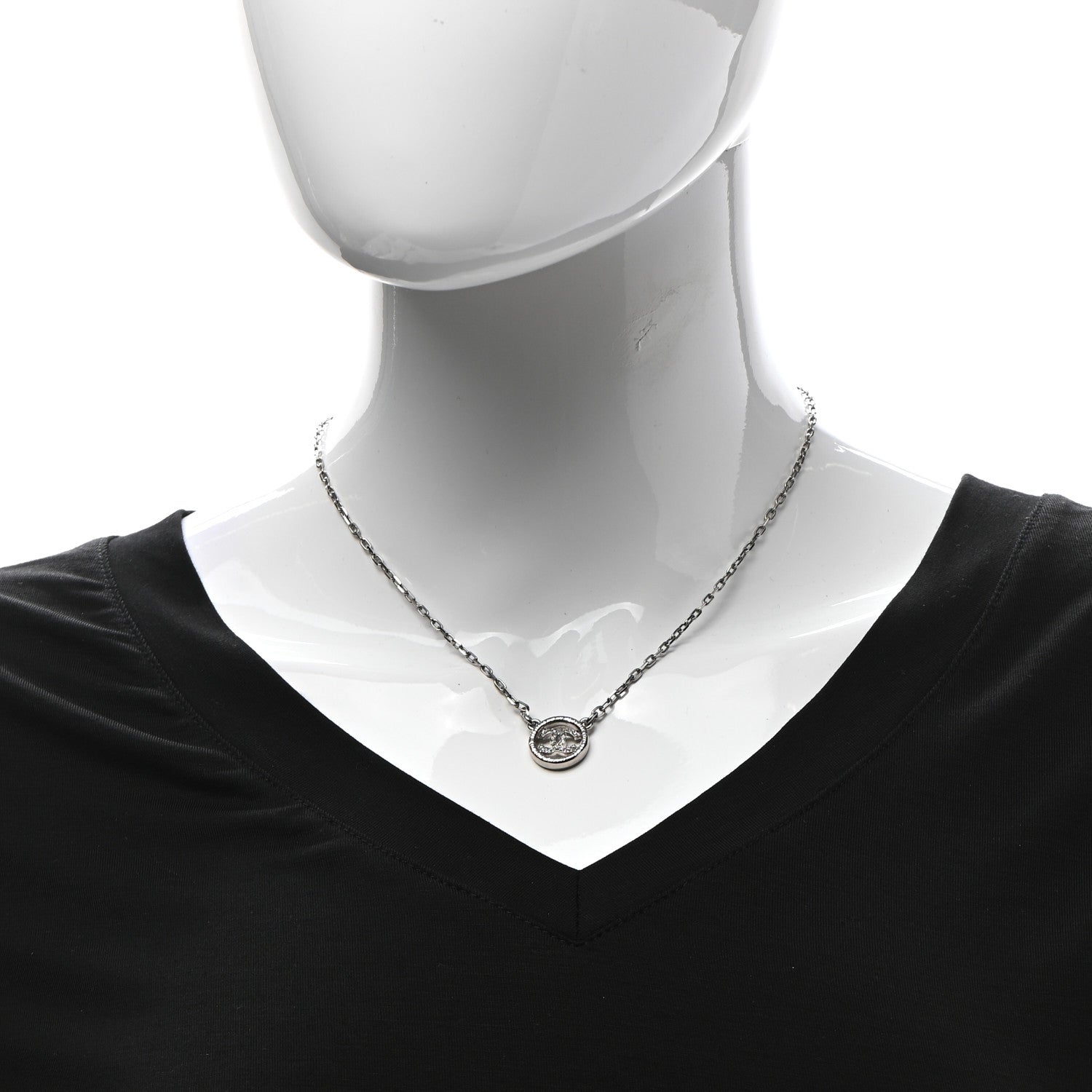 Chanel Crystal CC Chain Short Necklace Gold 2 of 6