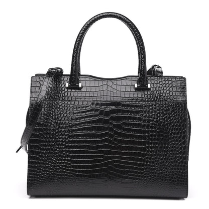Saint Laurent Croc Calfskin Embossed Medium Uptown Tote Black 1 of 10
