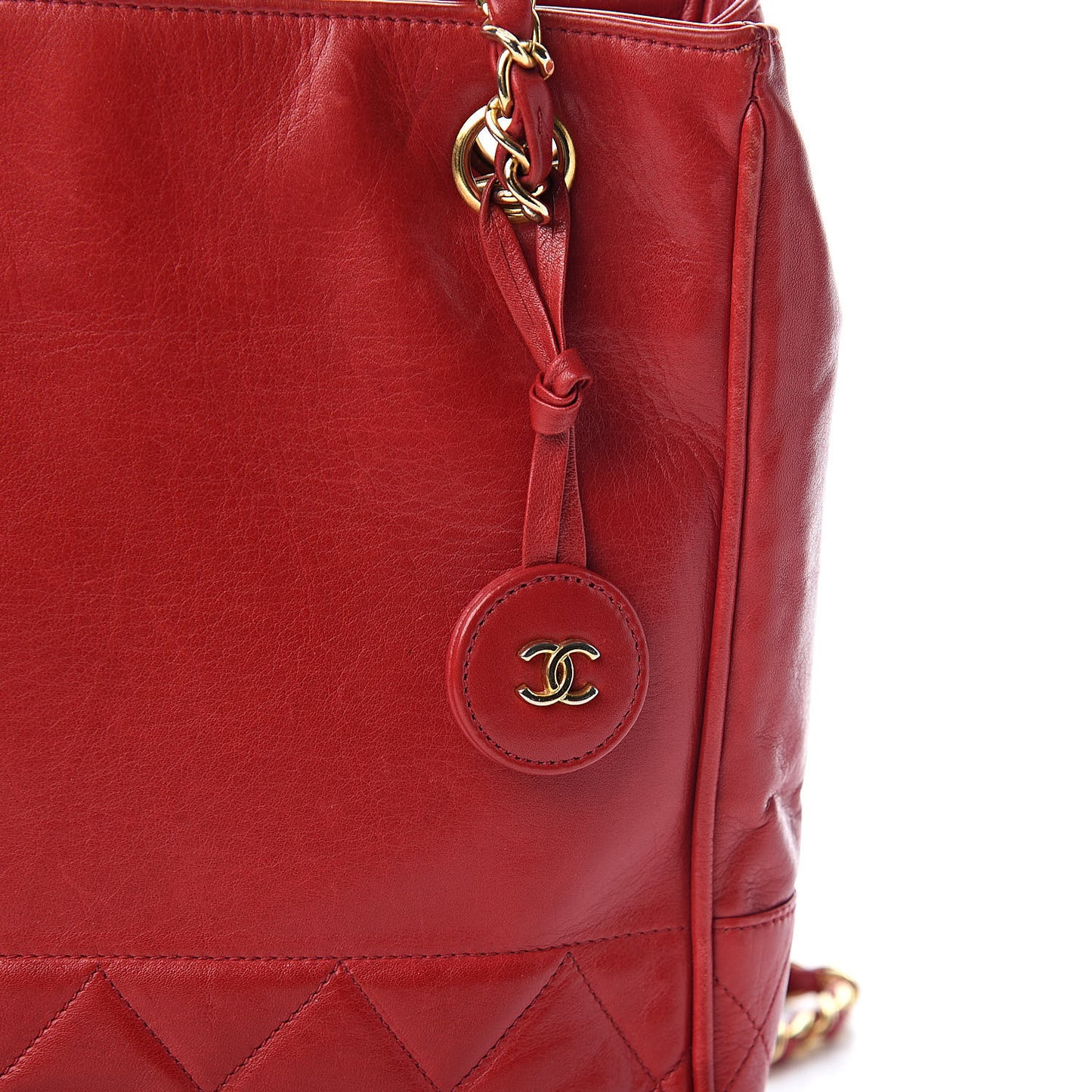 Lambskin Quilted Tote Red