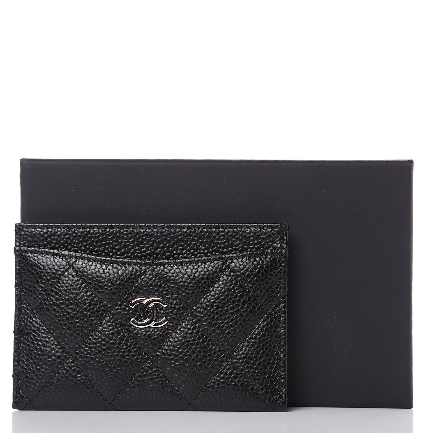 Caviar Quilted Card Holder Black