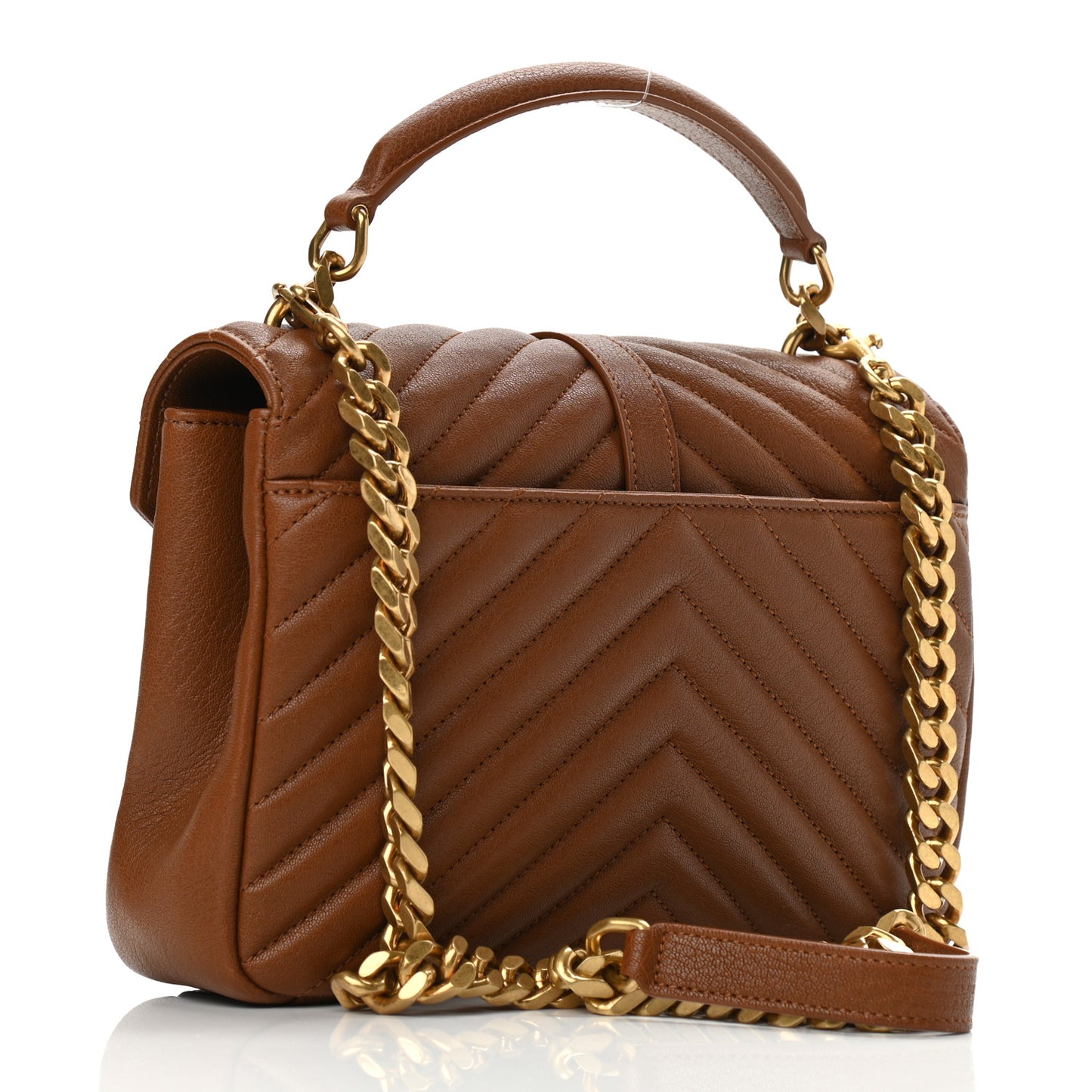 Calfskin Matelasse Chevron Monogram Medium College Bag Brick