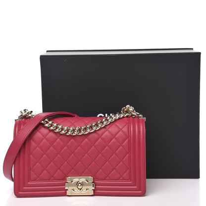 Chanel Caviar Quilted Medium Boy Flap Dark Pink 12 of 12