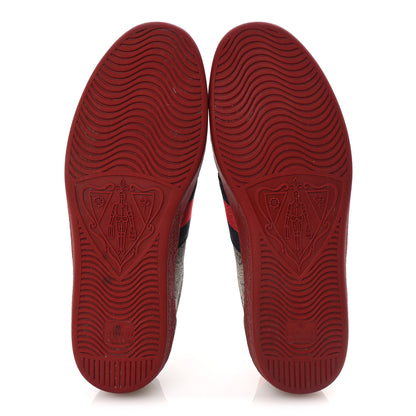 Gucci GG Supreme Monogram Ayers Web Mens New Ace Sneakers  9 Beige Ebony Red 6 of 9