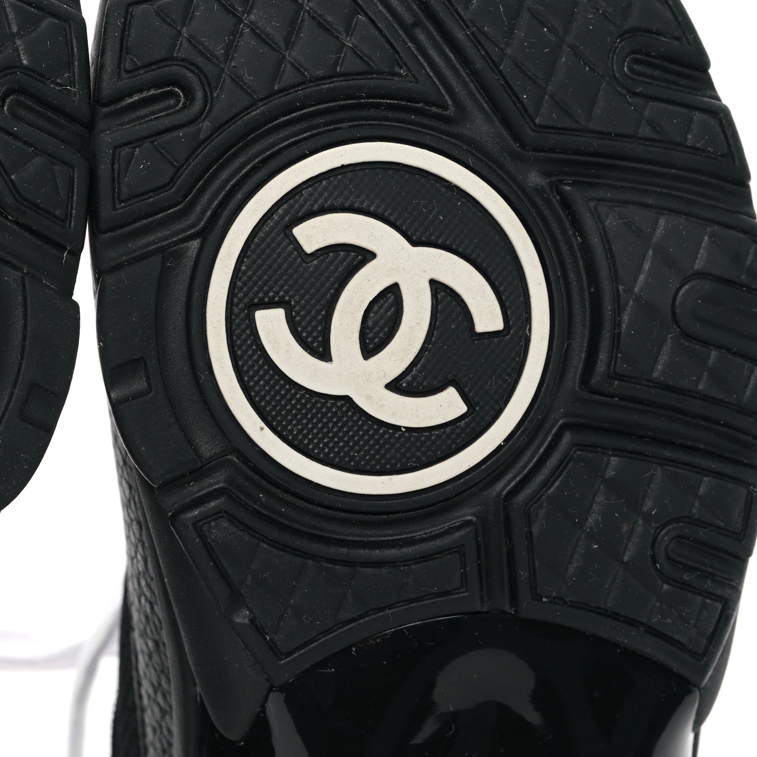 Chanel Mesh Suede Grained Calfskin Womens CC Sneakers 38.5 Black White 6 of 9