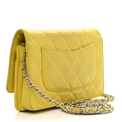 Chanel Lambskin Quilted Wallet on Chain WOC Yellow 3 of 16