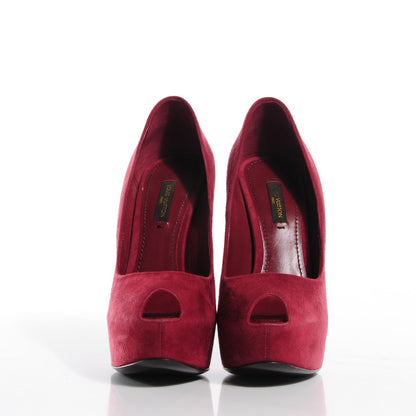 Louis Vuitton Suede Oh Really Peep Toe Pumps 36 Grenat 2 of 7