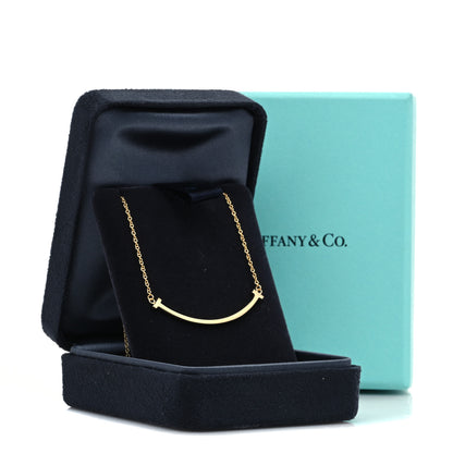 Tiffany 18K Yellow Gold Small T Smile Pendant Necklace 6 of 6