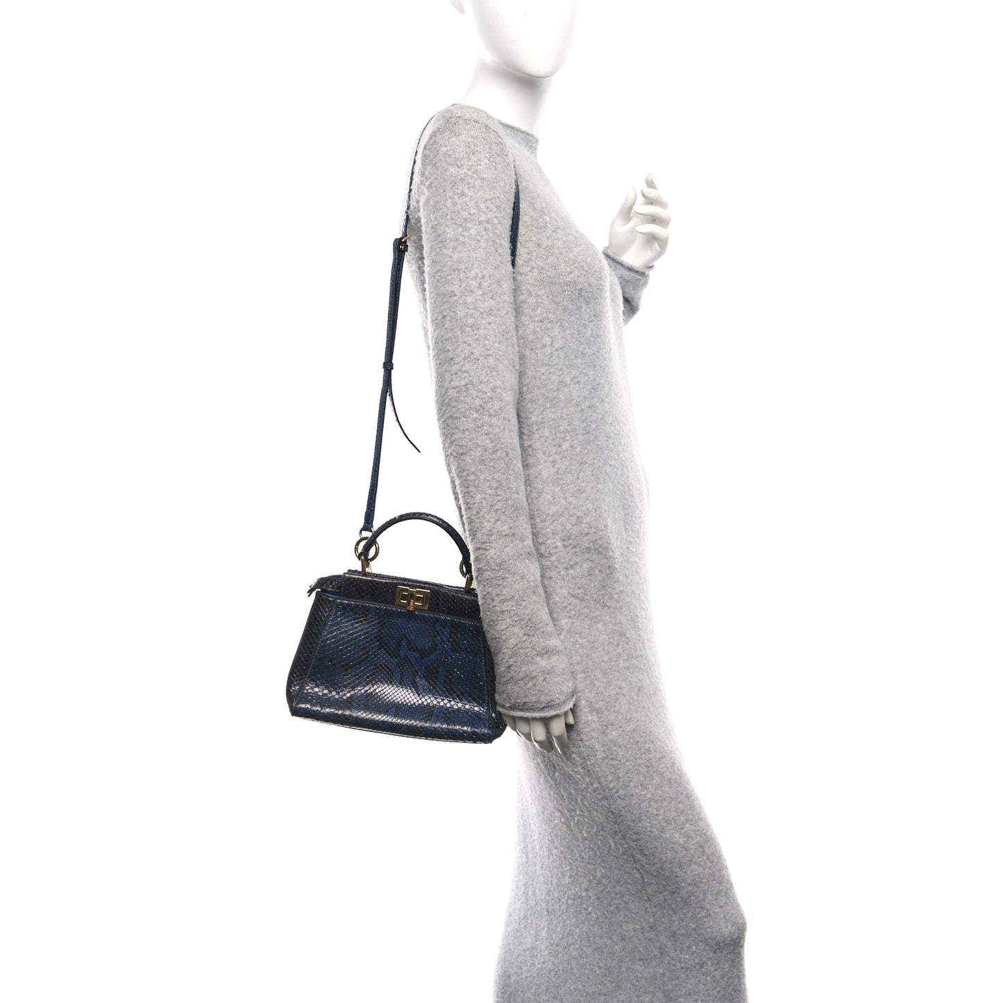 Python Shiny Nappa Mini Peekaboo Iconic Satchel Blue Jeans