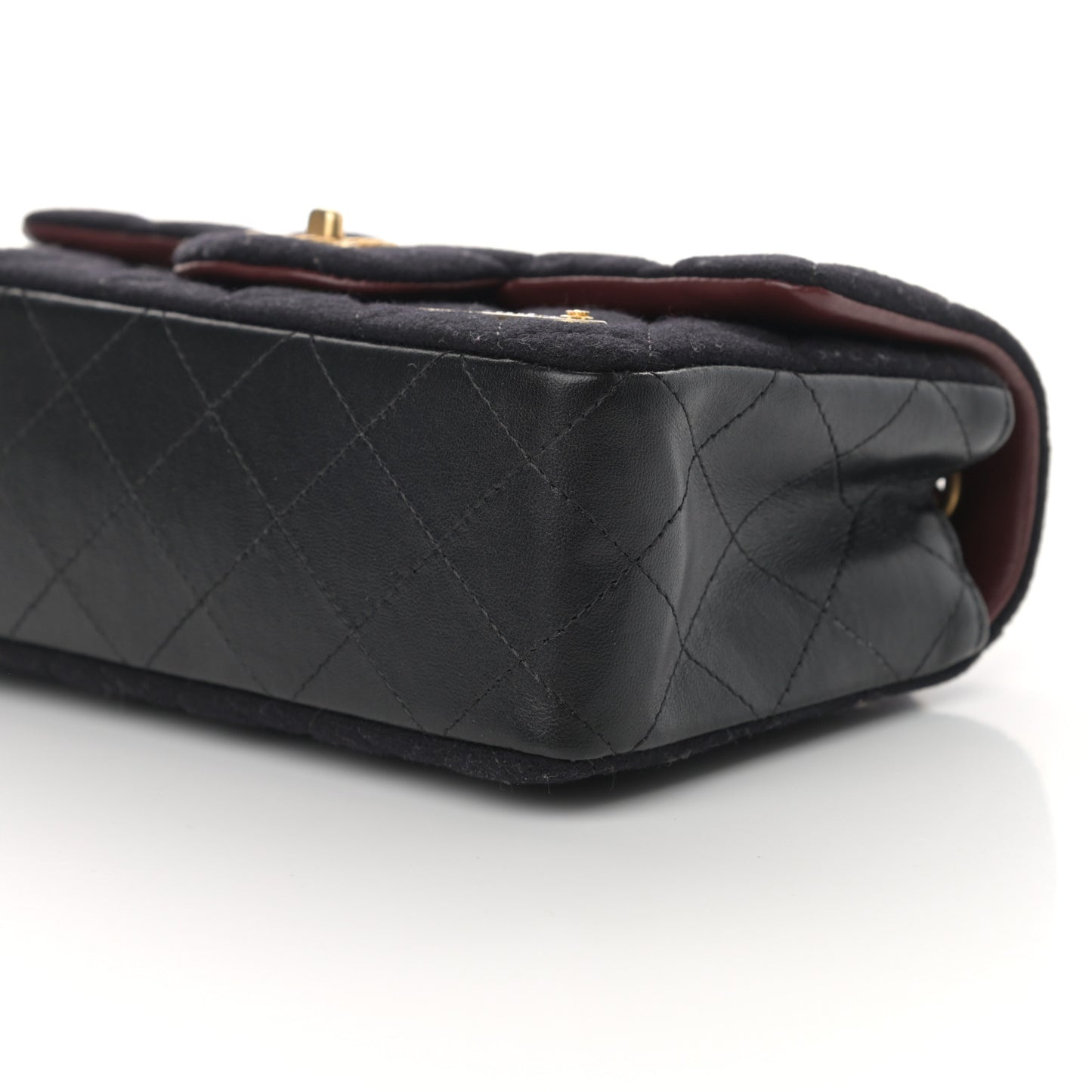 Felt Quilted Paris-Hamburg Charms Mini Rectangular Flap Dark Navy