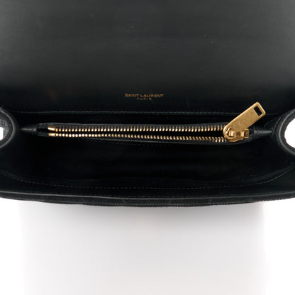 Saint Laurent Suede Matelasse Chevron Monogram Medium College Bag Black 5 of 11