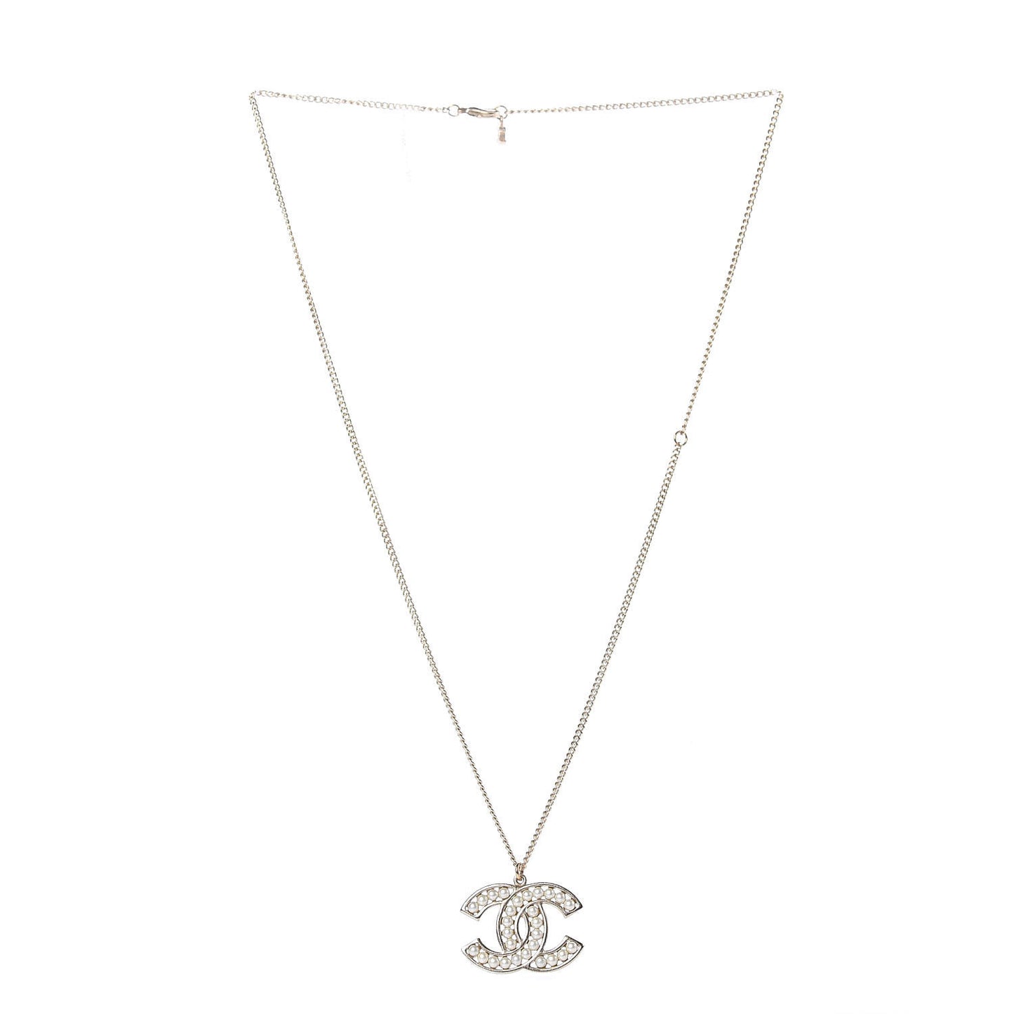 Pearl CC Pendant Necklace Gold