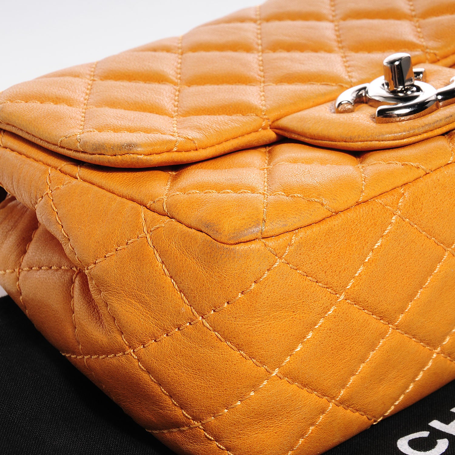 Chanel Glazed Lambskin Quilted Mini Bijoux Chain Square Flap Mango 5 of 8