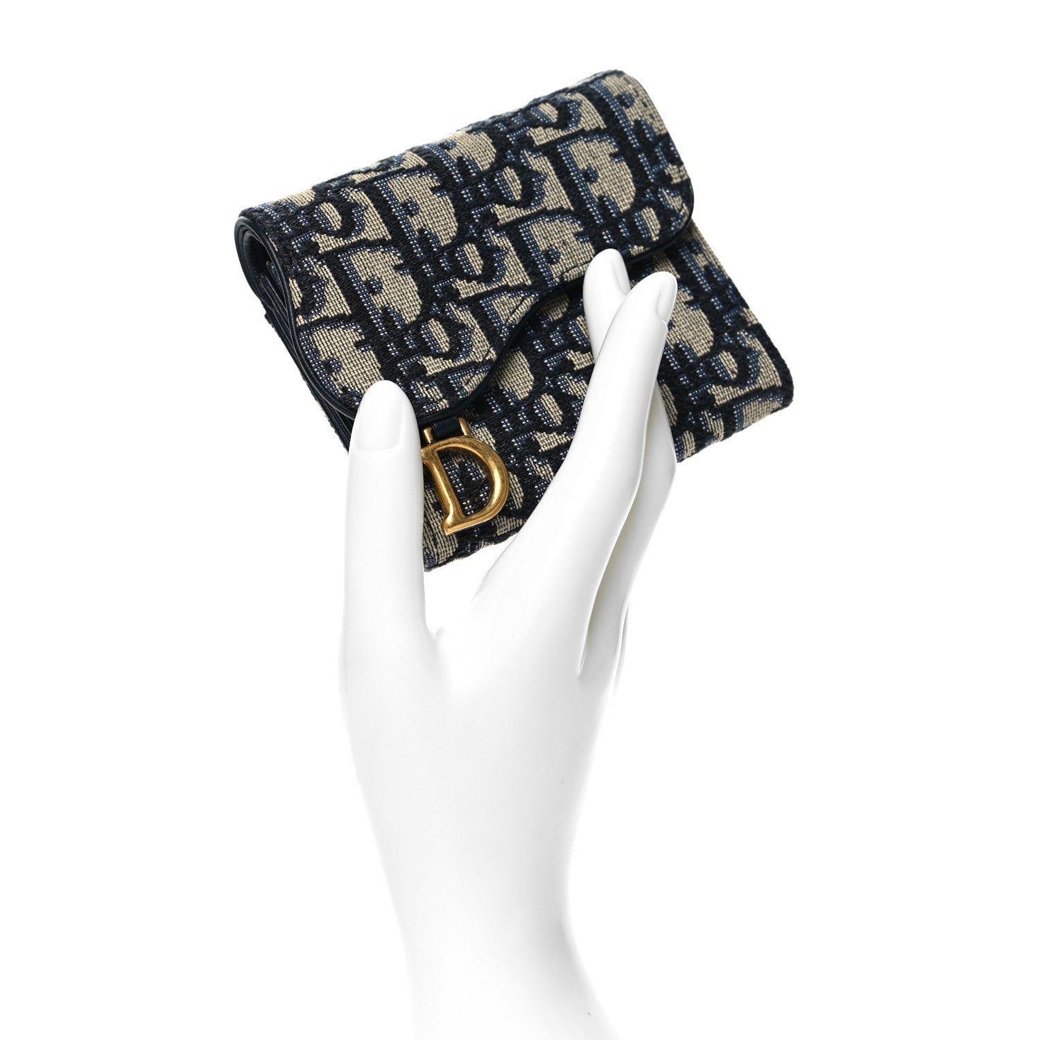 Christian Dior Oblique Saddle Lotus Wallet Blue 2 of 9