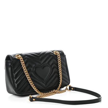 Gucci Calfskin Matelasse Small GG Marmont Shoulder Bag Black 3 of 9