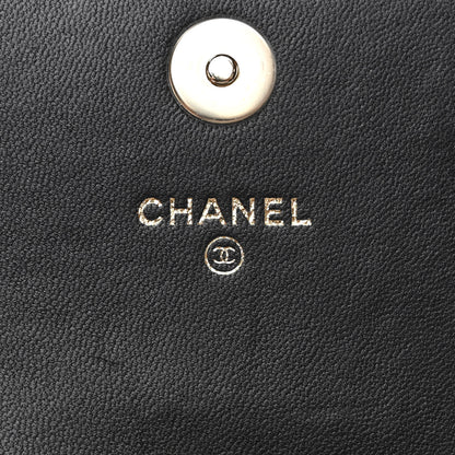 Chanel Lambskin Quilted Pearl Phone Holder With Chain Black 6 of 11