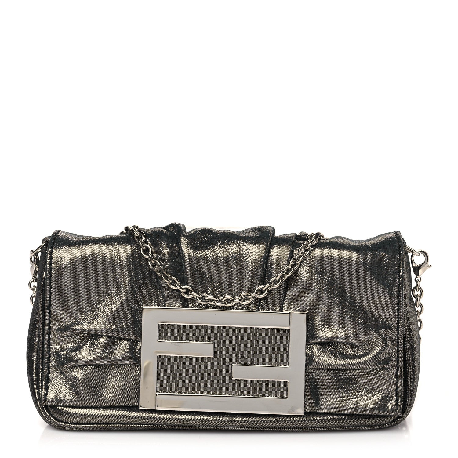 Fendi Metallic Calfskin Mia Pochette Silver 1 of 11