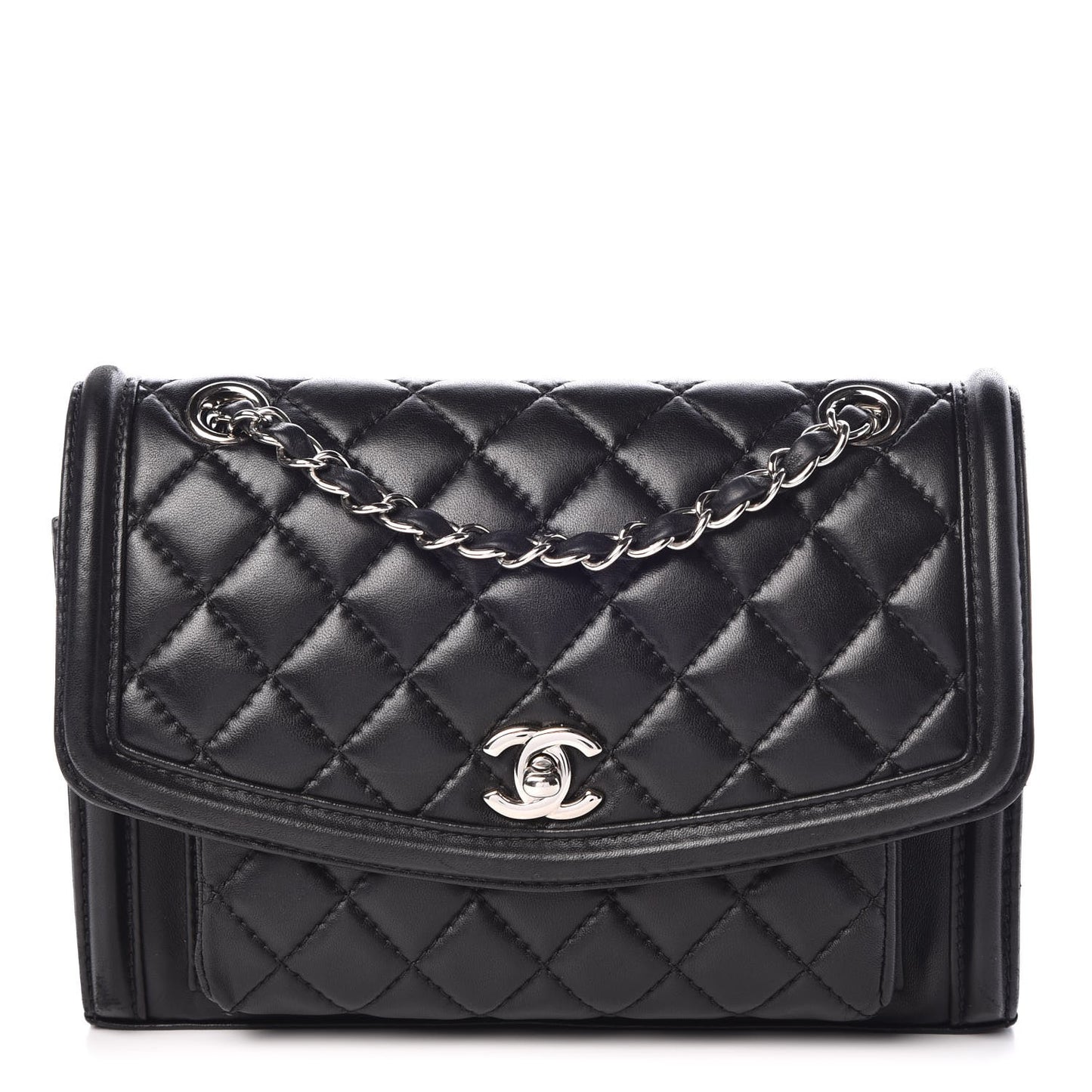 Lambskin Quilted Small Geometric Flap Black