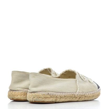 Chanel Linen CC Espadrilles 38 Beige Black 4 of 23