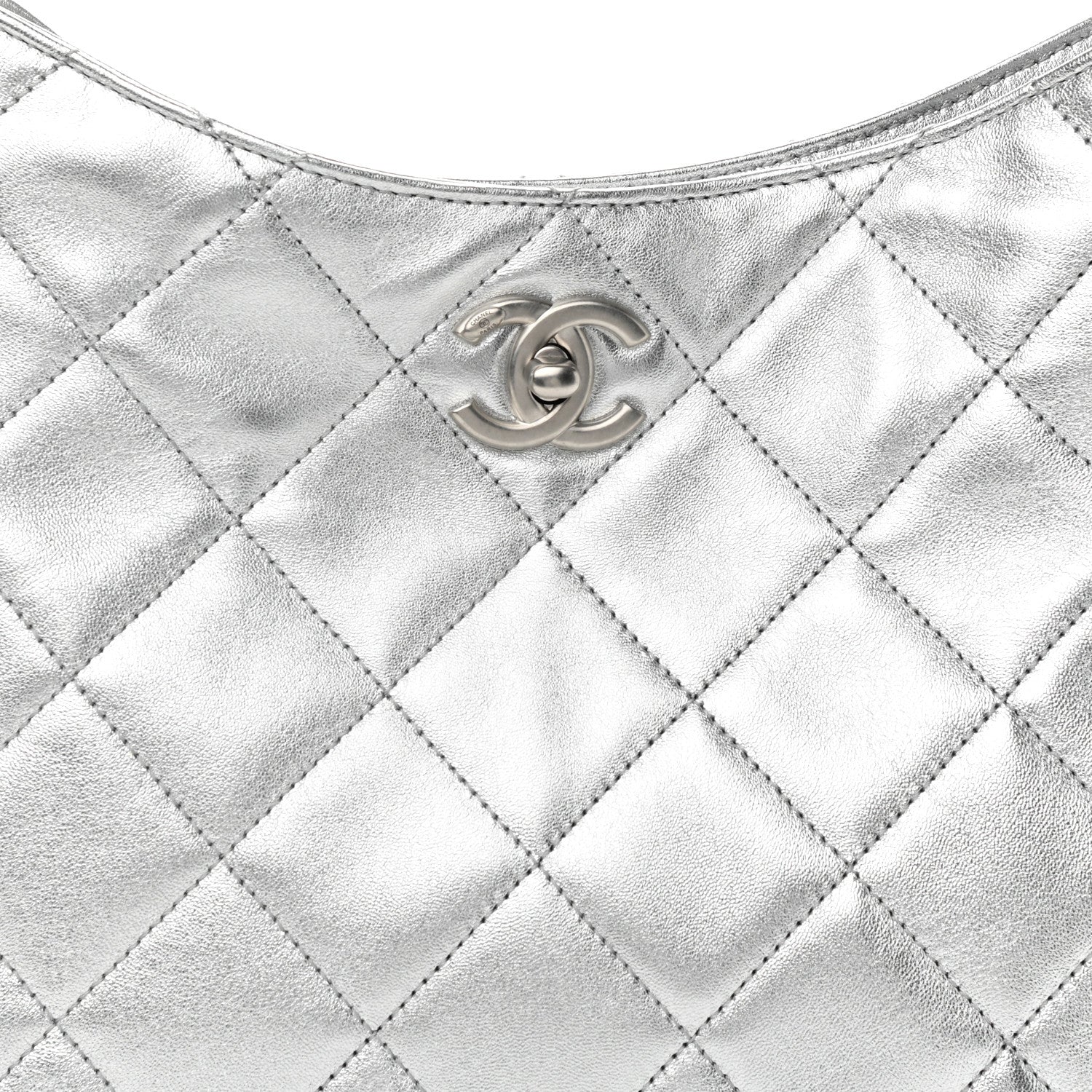 Chanel Metallic Lambskin Chain Rows Quilted Chain Hobo Silver 8 of 11