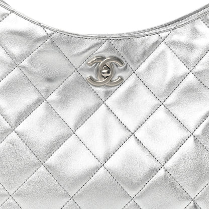 Chanel Metallic Lambskin Chain Rows Quilted Chain Hobo Silver 8 of 11