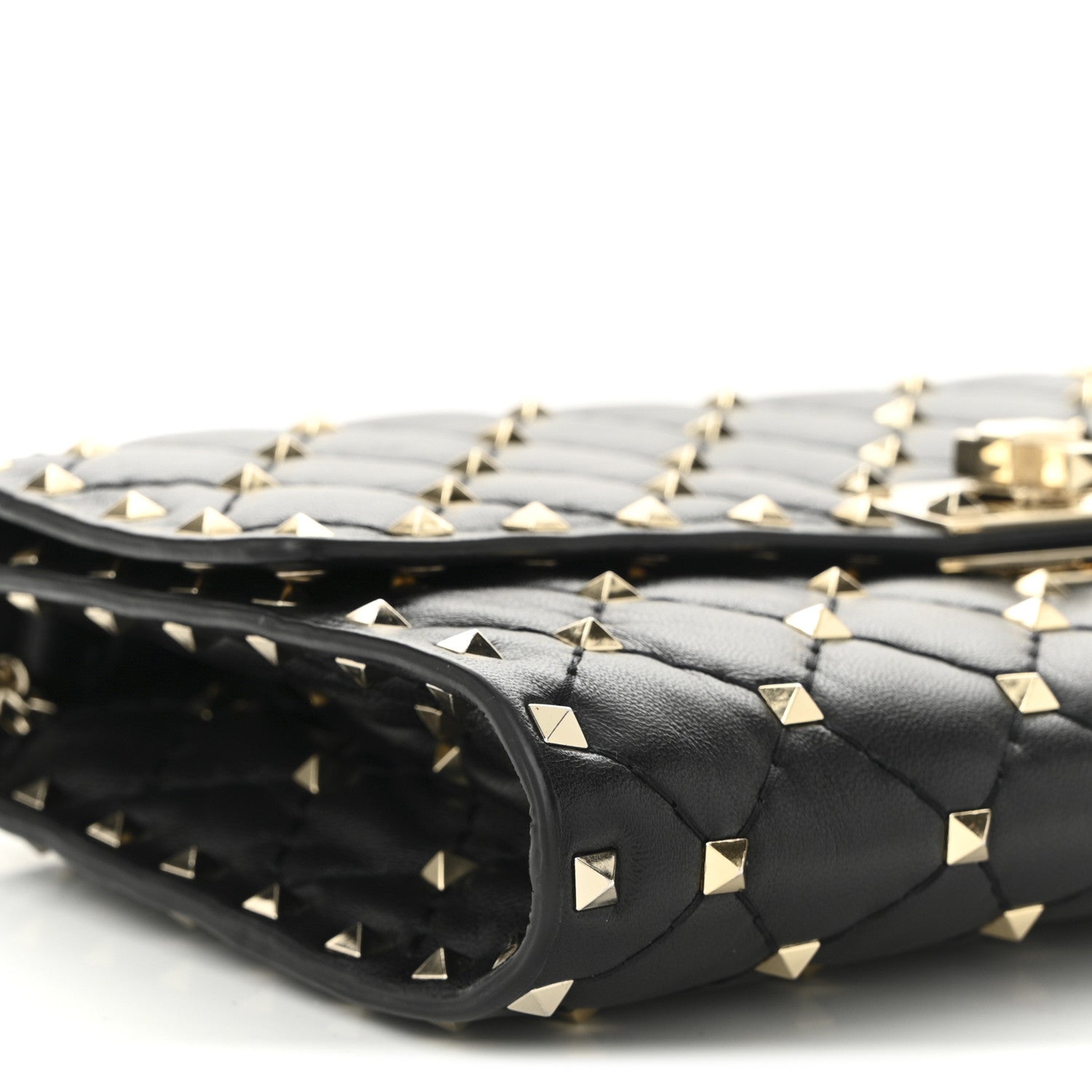 Valentino Garavani Lambskin Rockstud Spike Wallet on Chain Black 8 of 10