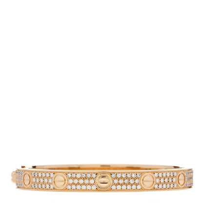 Cartier 18K Yellow Gold Diamond LOVE Paved Bracelet 16 2 of 4