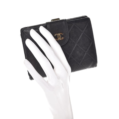 Chanel Lambskin Diamond Stitched Compact French Wallet Black 2 of 10