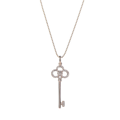 Tiffany 18K Rose Gold Diamond Crown Key Pendant Necklace 4 of 8