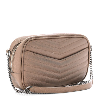 Saint Laurent Grain De Poudre Matelasse Monogram Mini Lou Camera Bag Dark Beige 3 of 12