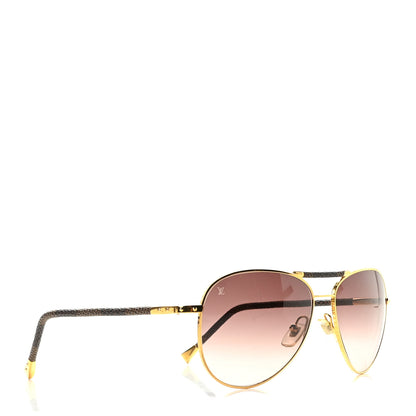 Louis Vuitton Damier Ebene Conspiration Pilote Aviator Sunglasses Gold 4 of 7