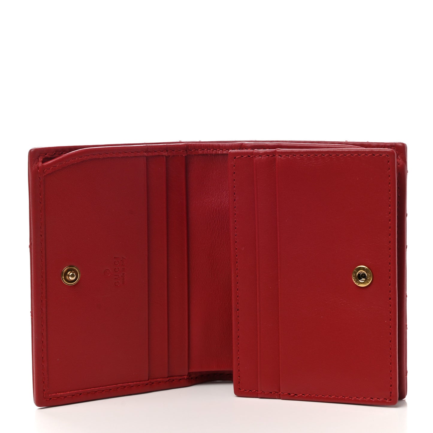 Calfskin Matelasse GG Marmont Card Case Wallet Hibiscus Red