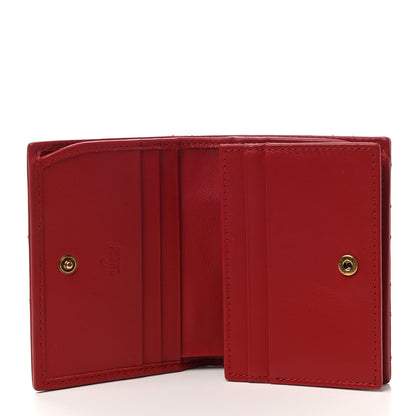 Gucci Calfskin Matelasse GG Marmont Card Case Wallet Hibiscus Red 5 of 8