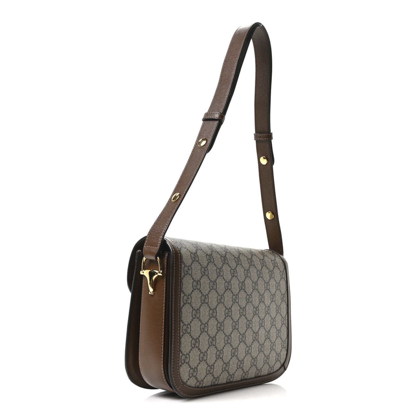 GG Supreme Monogram Horsebit 1955 Shoulder Bag Beige Brown Sugar