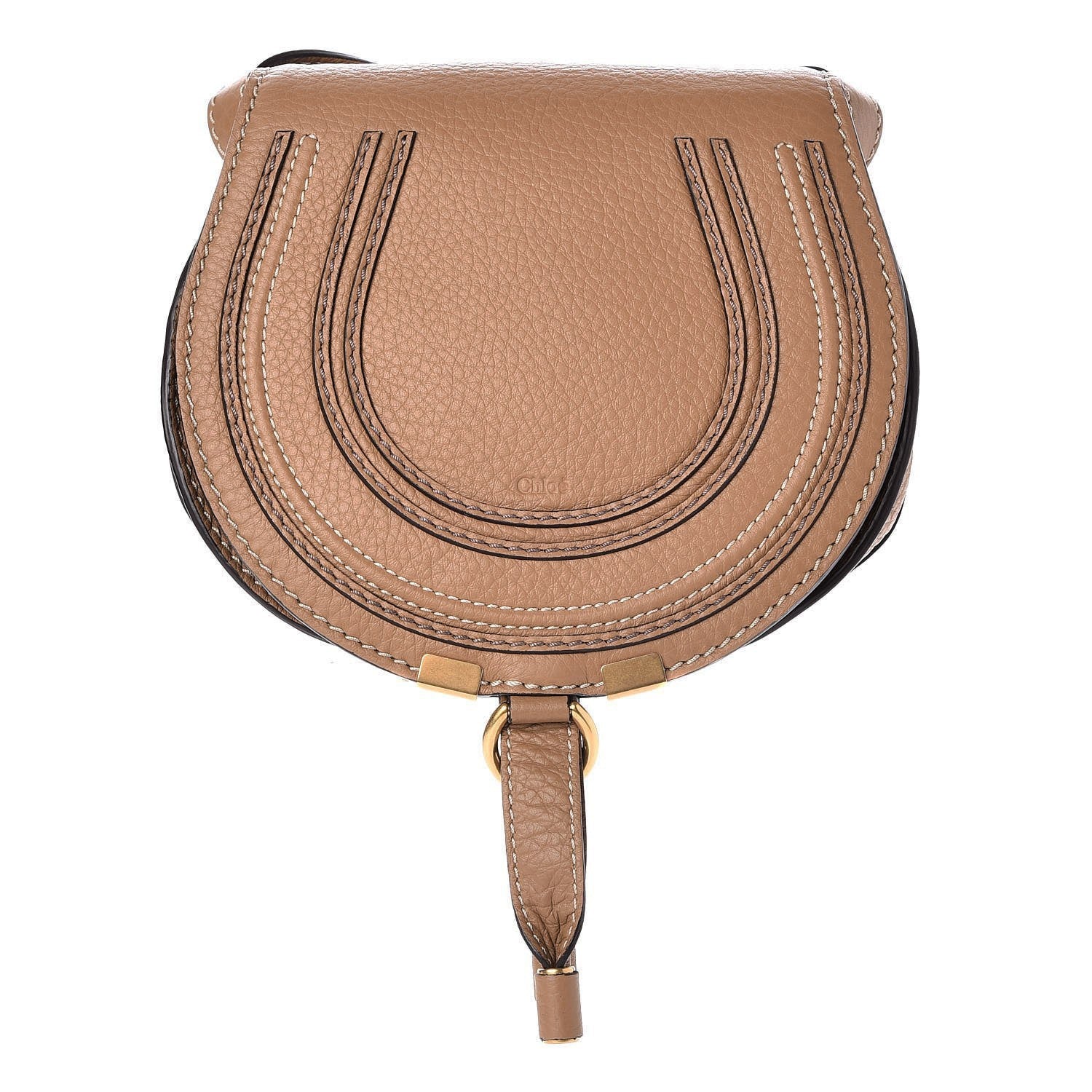 Chloe Calfskin Mini Marcie Round Crossbody Bag Nut 1 of 8